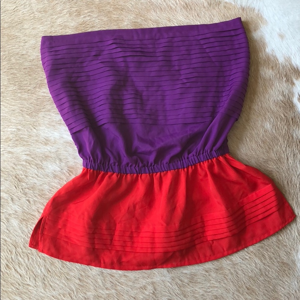 Strapless Color Block Top